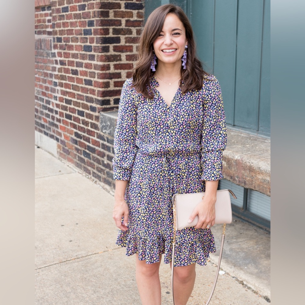 Draper James Ruffled Floral Print Mini Dress, Size Small